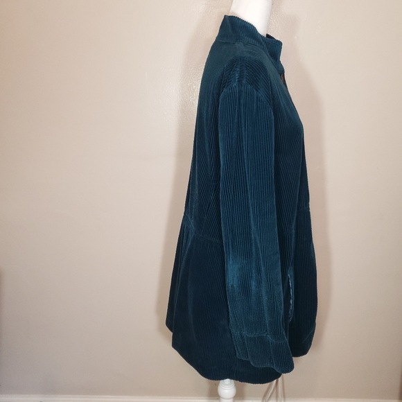 J Jill Corduroy Cotton Teal Long Jacket XL - Picture 6 of 9